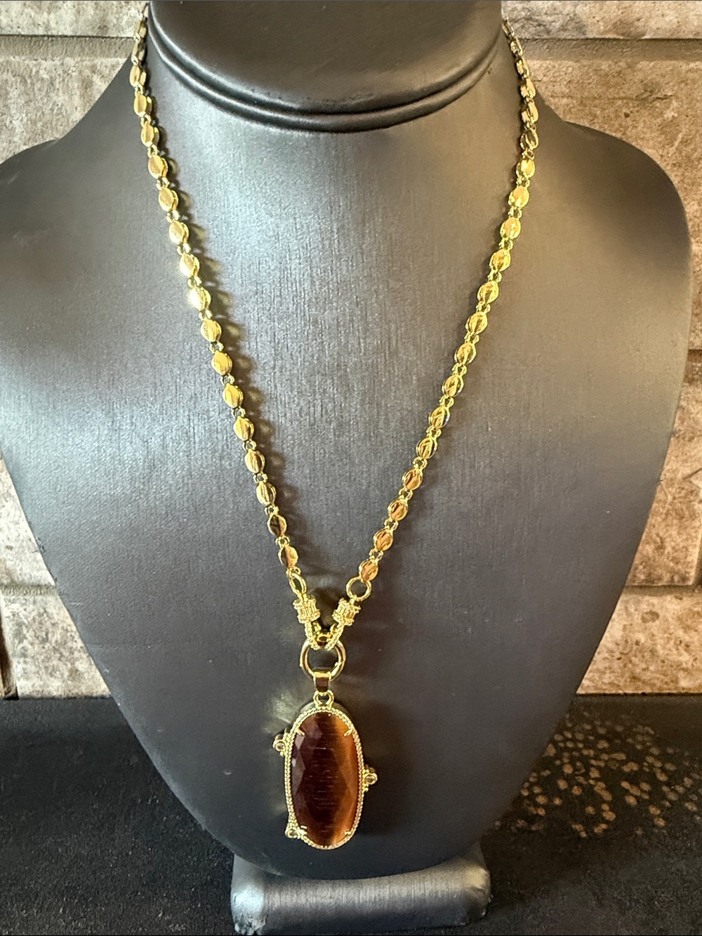 Freida Rothman Genuine Tiger Eye Pendant Necklace